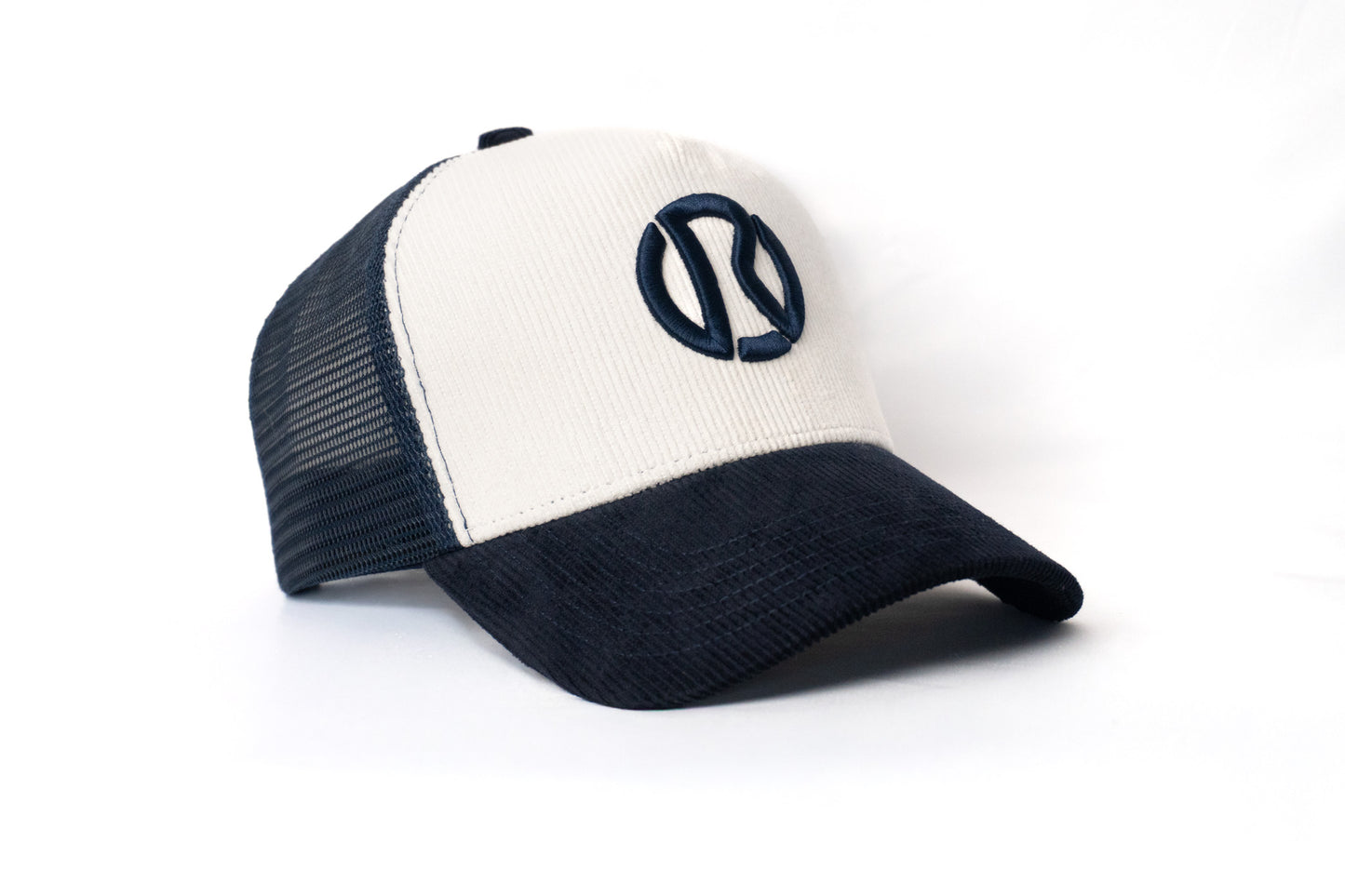 Corduroy  Court Cap - Navy & White