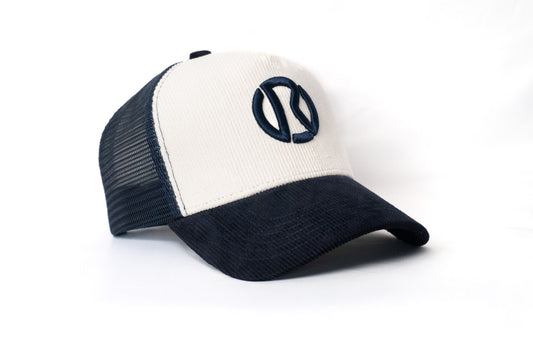 Corduroy  Court Cap - Navy & White