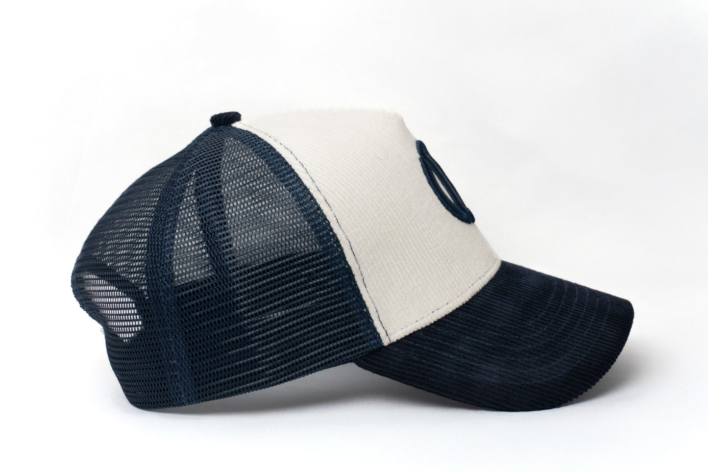 Corduroy  Court Cap - Navy & White