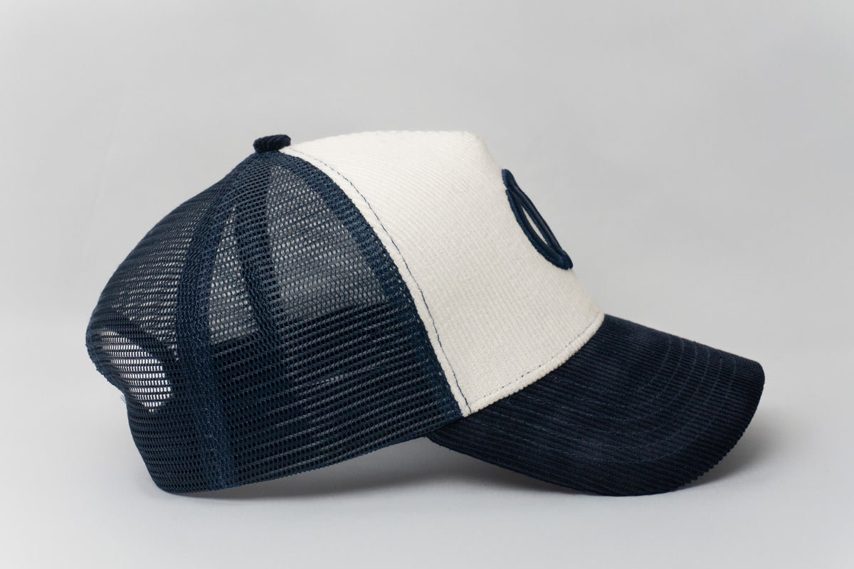 Corduroy Court Cap - Navy & White