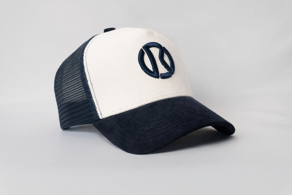 Corduroy Court Cap - Navy & White